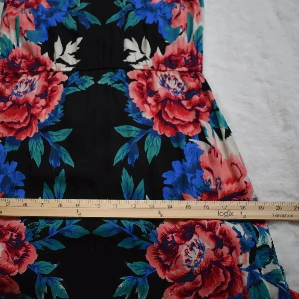 Hawaiian Floral Maxi Dress Sz S Tasseled Tropical Boho Cruisewear Beach Travel - Picture 11 of 16